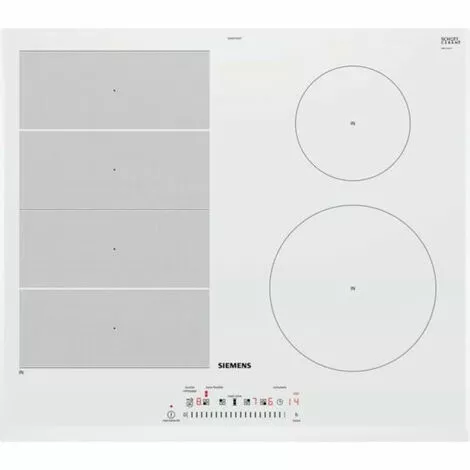 SIEMENS EX652FEB1F - Table De Cuisson A Induction - 4 Zones - 7400W - L59,2 X P52,2cm - Revetement Verre - Blanc 1 SIEMENS EX652FEB1F - Table De Cuisson A Induction - 4 Zones - 7400W - L59,2 X P52,2cm - Revetement Verre - Blanc