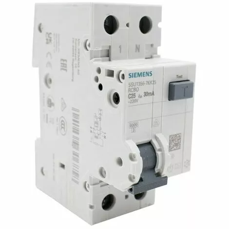 Magnétothermique Différentiel Siemens 25A 6KA 1P+N 30MA Type A 2M 5SU13567KK25 1 Magnétothermique Différentiel Siemens 25A 6KA 1P+N 30MA Type A 2M 5SU13567KK25