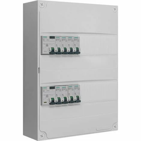 Tableau 2 Rangées Pré-équipé 2 Inter. Diff. 40A + 8 Disjoncteurs - SIEMENS - SIEMENS 1 Tableau 2 Rangées Pré-équipé 2 Inter. Diff. 40A + 8 Disjoncteurs - SIEMENS - SIEMENS