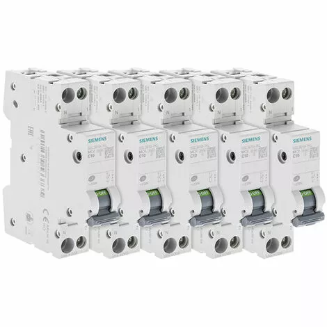 Lot De 5 Disjoncteurs électriques Phase + Neutre 10A - SIEMENS - SIEMENS 1 Lot De 5 Disjoncteurs électriques Phase + Neutre 10A - SIEMENS - SIEMENS