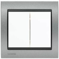 Double Poussoir Blanc Delta Iris + Plaque Métal Texturé Alu Silver - SIEMENS - SIEMENS