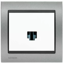 Prise Informatique RJ45 Blanc Delta Iris + Plaque Métal Texturé Alu Silver - SIEMENS - SIEMENS