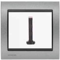Prise Téléphone Blanc Delta Iris + Plaque Métal Texturé Alu Silver - SIEMENS - SIEMENS