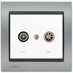 PriseTV/FM Blanc Delta Iris + Plaque Métal Texturé Alu Silver - SIEMENS - SIEMENS