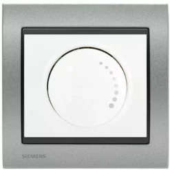 Va Et Vient Variateur 500W Blanc Delta Iris + Plaque Métal Texturé Alu Silver - SIEMENS - SIEMENS