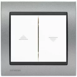 Interrupteur Volet Roulant Blanc Delta Iris + Plaque Métal Texturé Alu Silver - SIEMENS - SIEMENS