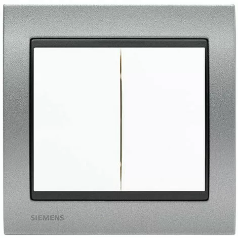 Double Va Et Vient Blanc Delta Iris + Plaque Métal Texturé Alu Silver - SIEMENS - SIEMENS 1 Double Va Et Vient Blanc Delta Iris + Plaque Métal Texturé Alu Silver - SIEMENS - SIEMENS