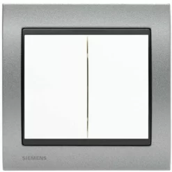 Va Et Vient Blanc Delta Iris + Plaque Métal Texturé Alu Silver - SIEMENS - SIEMENS