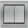 Double Poussoir Silver Delta Iris + Plaque Métal Texturé Alu Silver - SIEMENS - SIEMENS