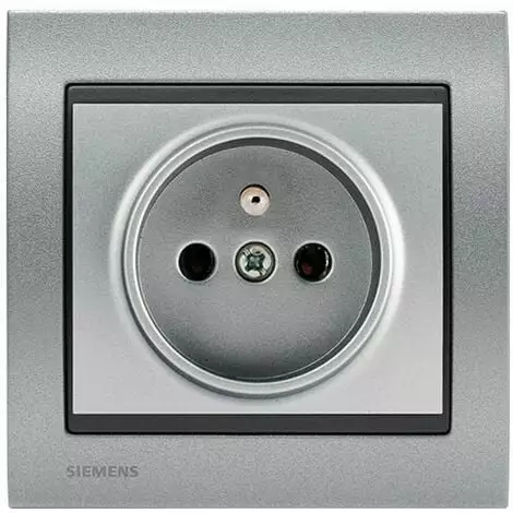 Prise 2P+T Silver Delta Iris + Plaque Métal Texturé Alu Silver - SIEMENS - SIEMENS 1 Prise 2P+T Silver Delta Iris + Plaque Métal Texturé Alu Silver - SIEMENS - SIEMENS