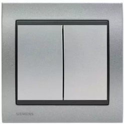 Double Va Et Vient Silver Delta Iris + Plaque Métal Texturé Alu Silver - SIEMENS - SIEMENS