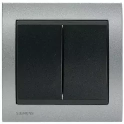 Double Va Et Vient Anthracite Delta Iris + Plaque Métal Texturé Alu Silver - SIEMENS - SIEMENS