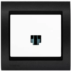 Prise Informatique RJ45 Blanc Delta Iris + Plaque Métal Texturé Alu Noir - SIEMENS - SIEMENS