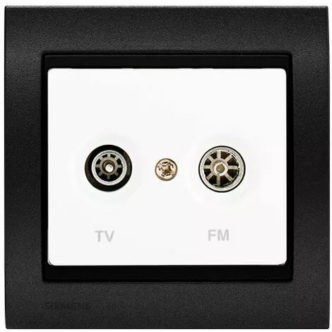 PriseTV/FM Blanc Delta Iris + Plaque Métal Texturé Alu Noir - SIEMENS - SIEMENS 1 PriseTV/FM Blanc Delta Iris + Plaque Métal Texturé Alu Noir - SIEMENS - SIEMENS