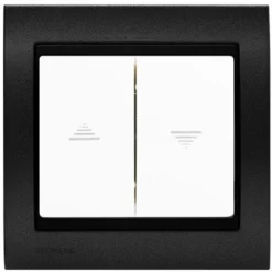 Interrupteur Volet Roulant Blanc Delta Iris + Plaque Métal Texturé Alu Noir - SIEMENS - SIEMENS