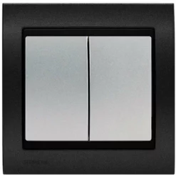 Double Poussoir Silver Delta Iris + Plaque Métal Texturé Alu Noir - SIEMENS - SIEMENS