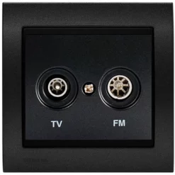 Prise TV/FM Anthracite Delta Iris + Plaque Métal Texturé Alu Noir - SIEMENS - SIEMENS