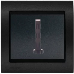 Prise Téléphone Gris Anthracite Delta Iris + Plaque Métal Texturé Alu Noir - SIEMENS - SIEMENS