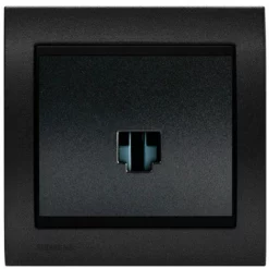 Prise Informatique RJ45 Anthracite Delta Iris + Plaque Métal Texturé Alu Noir - SIEMENS - SIEMENS