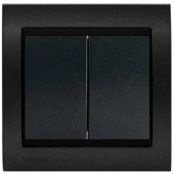 Va Et Vient + Poussoir Anthracite Delta Iris + Plaque Métal Texturé Alu Noir - SIEMENS - SIEMENS