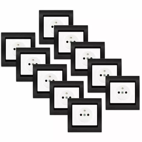 LOT 10 Prise 2P+T Blanc Delta Iris + Plaque Métal Texturé Alu Noir - SIEMENS - SIEMENS 1 LOT 10 Prise 2P+T Blanc Delta Iris + Plaque Métal Texturé Alu Noir - SIEMENS - SIEMENS