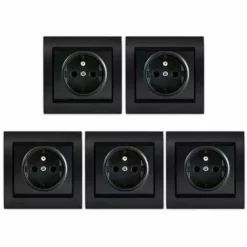 LOT 5 Prise 2P+T Anthracite Delta Iris + Plaque Métal Texturé Alu Noir - SIEMENS - SIEMENS