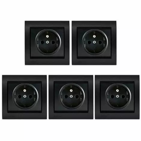 LOT 5 Prise 2P+T Anthracite Delta Iris + Plaque Métal Texturé Alu Noir - SIEMENS - SIEMENS 1 LOT 5 Prise 2P+T Anthracite Delta Iris + Plaque Métal Texturé Alu Noir - SIEMENS - SIEMENS