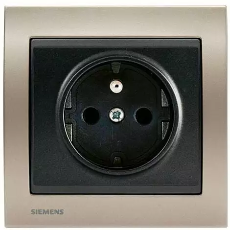 Prise 2P+T Anthracite Delta Iris + Plaque Métal Champagne - SIEMENS - SIEMENS 1 Prise 2P+T Anthracite Delta Iris + Plaque Métal Champagne - SIEMENS - SIEMENS