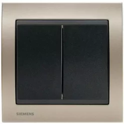 Double Va Et Vient Anthracite Delta Iris + Plaque Métal Champagne - SIEMENS - SIEMENS