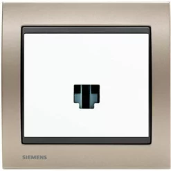 Prise Informatique RJ45 Blanc Delta Iris + Plaque Métal Champagne - SIEMENS - SIEMENS