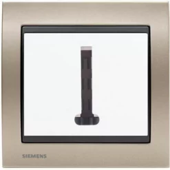 Prise Téléphone Blanc Delta Iris + Plaque Métal Champagne - SIEMENS - SIEMENS