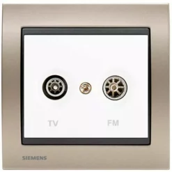 PriseTV/FM Blanc Delta Iris + Plaque Métal Champagne - SIEMENS - SIEMENS