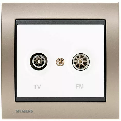 PriseTV/FM Blanc Delta Iris + Plaque Métal Champagne - SIEMENS - SIEMENS 1 PriseTV/FM Blanc Delta Iris + Plaque Métal Champagne - SIEMENS - SIEMENS