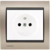 Prise 2P+T Blanc Delta Iris + Plaque Métal Champagne - SIEMENS - SIEMENS