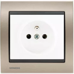Prise 2P+T Blanc Delta Iris + Plaque Métal Champagne - SIEMENS - SIEMENS