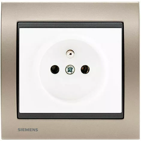 Prise 2P+T Blanc Delta Iris + Plaque Métal Champagne - SIEMENS - SIEMENS 1 Prise 2P+T Blanc Delta Iris + Plaque Métal Champagne - SIEMENS - SIEMENS