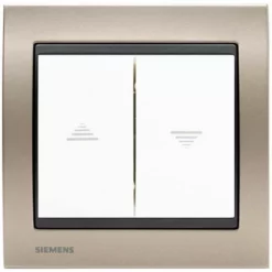 Interrupteur Volet Roulant Blanc Delta Iris + Plaque Métal Champagne - SIEMENS - SIEMENS