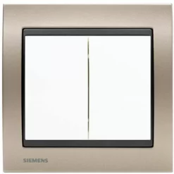 Va Et Vient + Poussoir Blanc Delta Iris + Plaque Métal Champagne - SIEMENS - SIEMENS