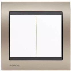 Double Va Et Vient Blanc Delta Iris + Plaque Métal Champagne - SIEMENS - SIEMENS