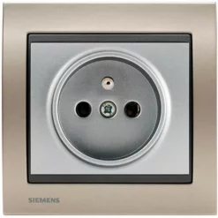 Prise 2P+T Silver Delta Iris + Plaque Métal Champagne - SIEMENS - SIEMENS