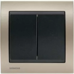 Double Poussoir Anthracite Delta Iris + Plaque Métal Champagne - SIEMENS - SIEMENS