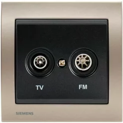 Prise TV/FM Anthracite Delta Iris + Plaque Métal Champagne - SIEMENS - SIEMENS