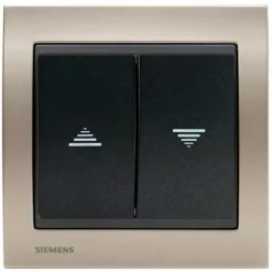 Interrupteur Volet Roulant Anthracite Delta Iris + Plaque Métal Champagne - SIEMENS - SIEMENS