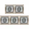 LOT De 5 Prises 2P+T Silver Delta Iris + Plaques Métal Champagne - SIEMENS - SIEMENS