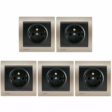 LOT 5 Prise 2P+T Anthracite Delta Iris + Plaque Métal Champagne - SIEMENS - SIEMENS 1 LOT 5 Prise 2P+T Anthracite Delta Iris + Plaque Métal Champagne - SIEMENS - SIEMENS