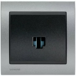 Prise Informatique RJ45 Anthracite Delta Iris + Plaque Métal Texturé Alu Silver - SIEMENS - SIEMENS