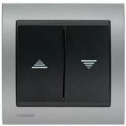 Interrupteur Volet Roulant Anthracite Delta Iris + Plaque Métal Texturé Alu Silver - SIEMENS - SIEMENS