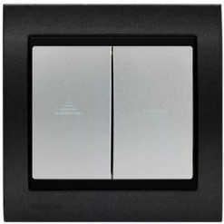 Interrupteur Volet Roulant Silver Delta Iris + Plaque Métal Texturé Alu Noir - SIEMENS - SIEMENS