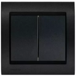 Double Poussoir Anthracite Delta Iris + Plaque Métal Texturé Alu Noir - SIEMENS - SIEMENS