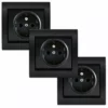 LOT De 3 Prises 2P+T Anthracite Delta Iris + Plaques Métal Texturé Alu Noir - SIEMENS - SIEMENS